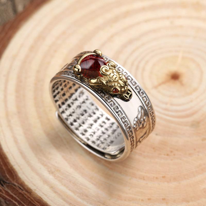 Anello di ricchezza PiXiu in agata rossa Buddha Stones - Image 3