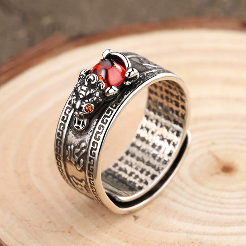 Anello di ricchezza PiXiu in agata rossa Buddha Stones - Image 5