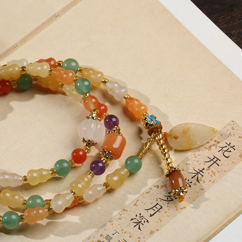 Bracciale Buddha Stones Golden Silk Jade Zucca Ricchezza - Image 5
