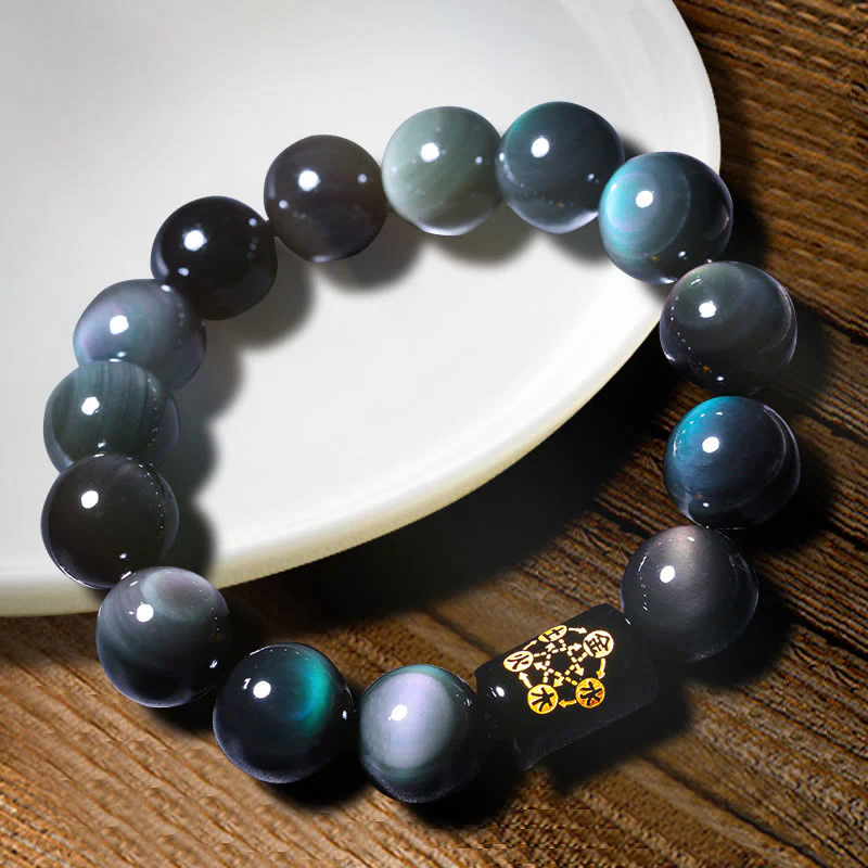 Bracciale Buddha Stones Natural Rainbow Obsidian Positive Transformation - Image 10