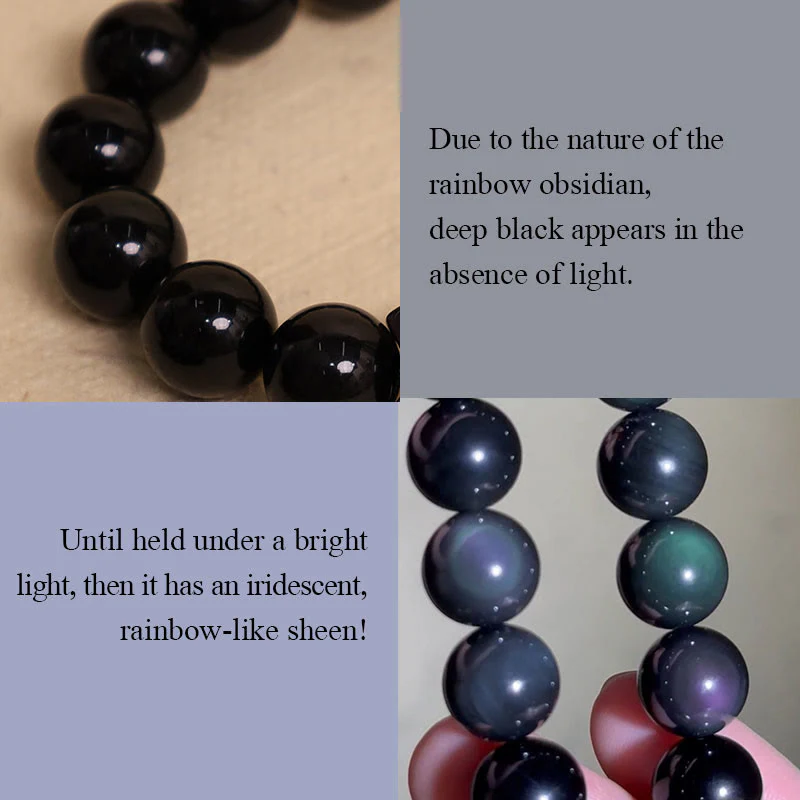 Bracciale Buddha Stones Natural Rainbow Obsidian Positive Transformation - Image 4