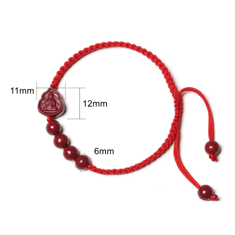 Bracciale con cordino di benedizione Buddha Stones che ride Buddha Avalokitesvara cinabro - Image 8
