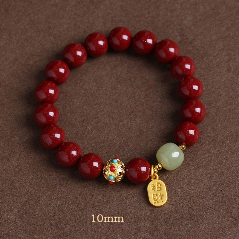 Braccialetto con ciondolo di protezione della fortuna in avventurina verde cinabro Buddha Stones - Image 7