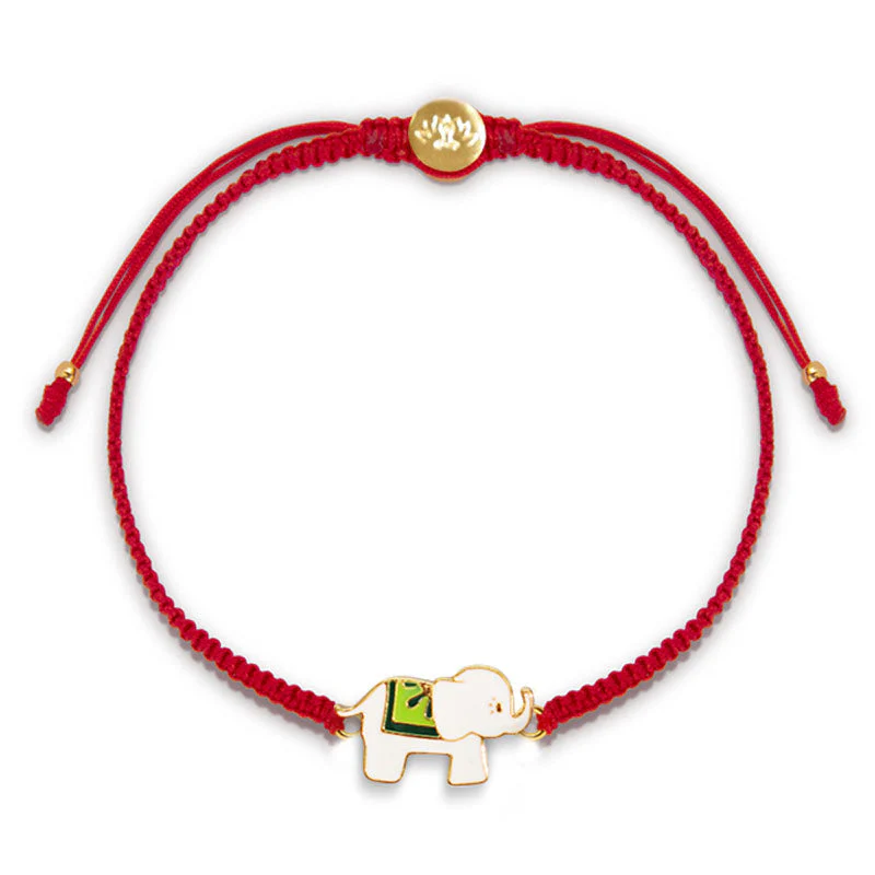 Braccialetto con cordino rosso elefante portafortuna in argento sterling 925 fatto a mano in tibetano Buddha Stones - Image 14