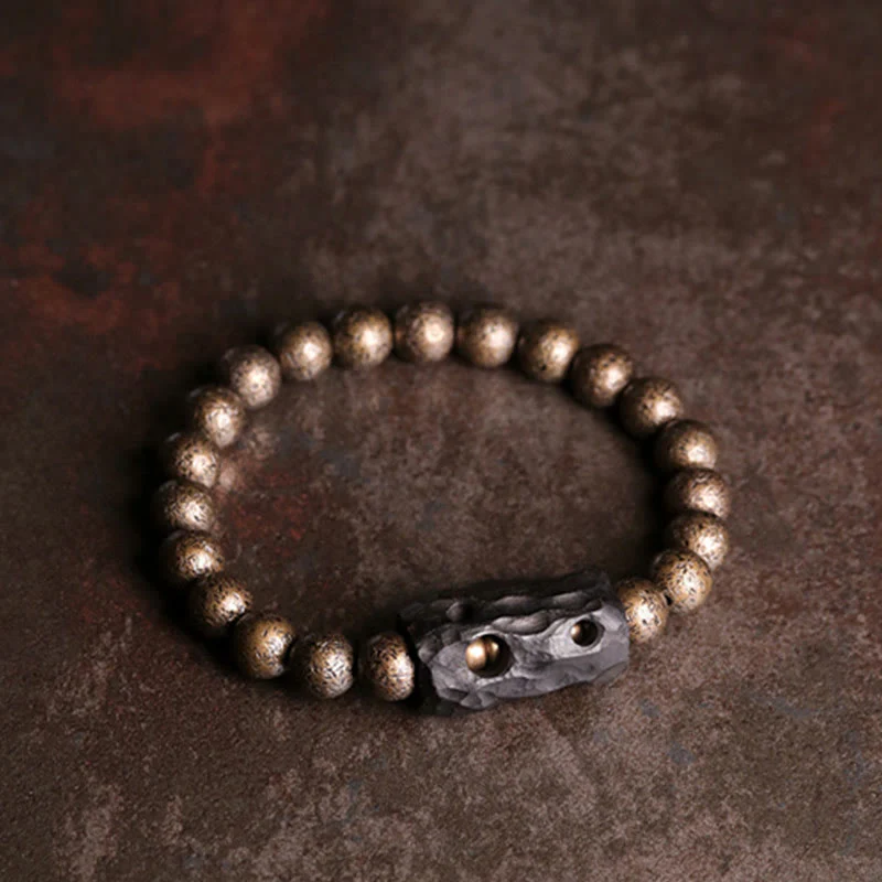 Braccialetto di perline di pace, equilibrio, in rame, legno di ebano del Tibet, Buddha Stones - Image 9