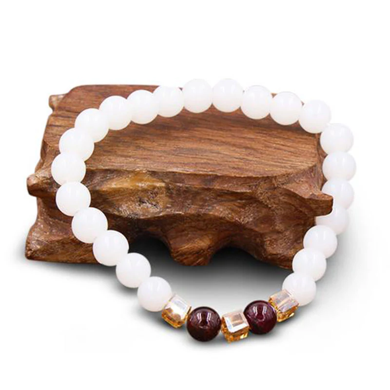 Braccialetto di protezione in giada bianca naturale Buddha Stones - Image 3