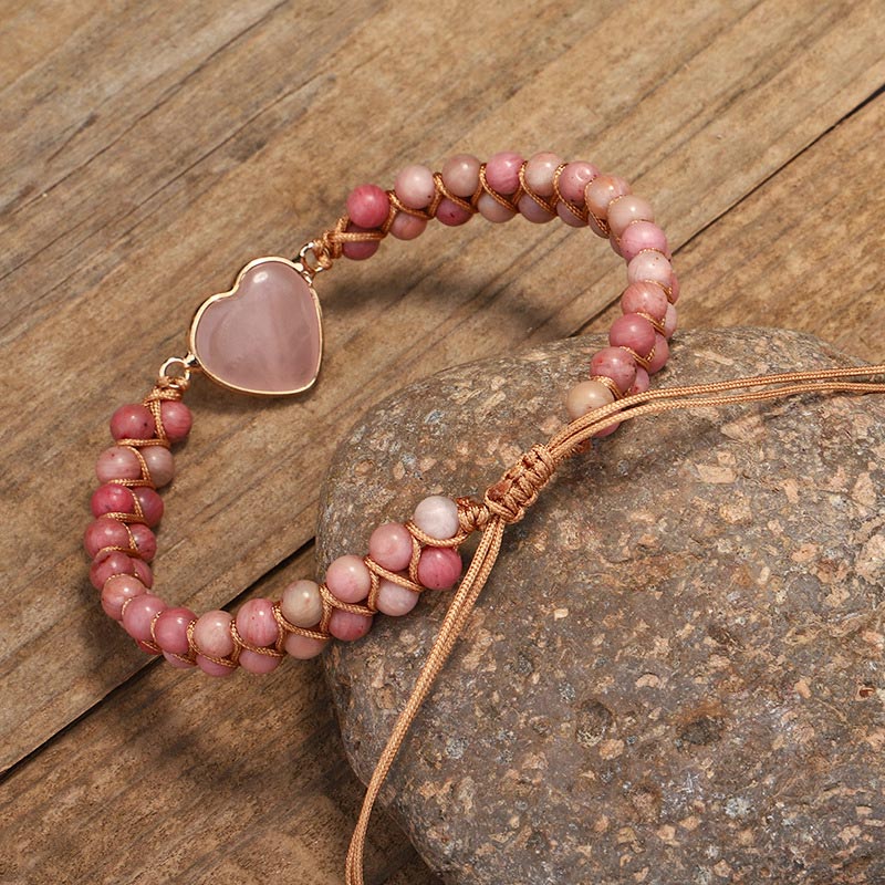 Braccialetto naturale di guarigione del cuore dell'amore in rodonite - Image 5