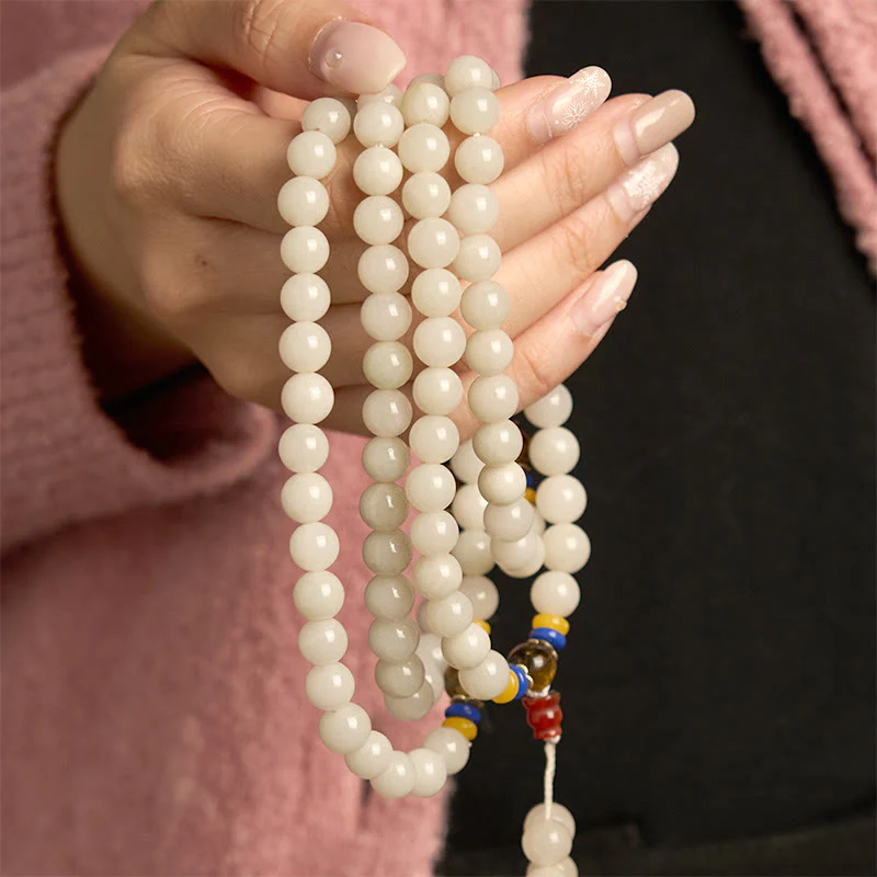 Braccialetto Buddha Stones con 108 perle Mala in quarzite naturale per la ricchezza e la fortuna - Image 3