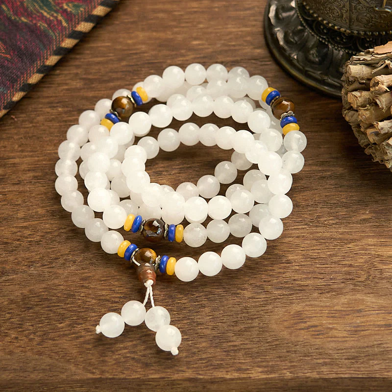 Braccialetto Buddha Stones con 108 perle Mala in quarzite naturale per la ricchezza e la fortuna - Image 5