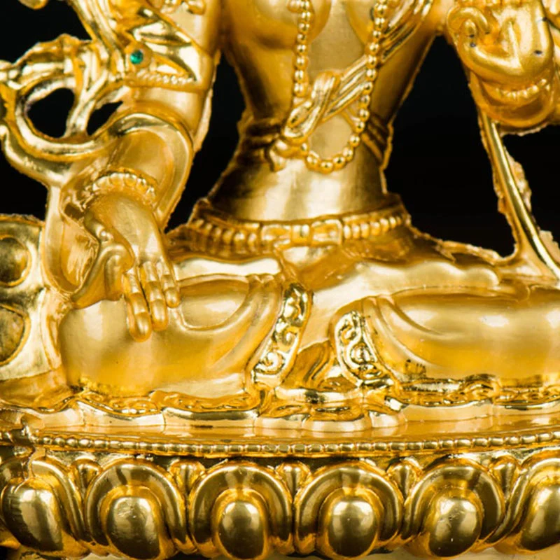 Buddha Stones Bodhisattva Tara Bianca Speranza Protezione Statua Placcata Oro Decorazione - Image 14
