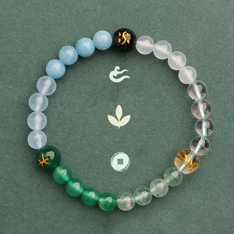 Buddha Stones Cinque Elementi Vari Agata Cristallo Verde Fragola Quarzo Pietra del Sole Bracciale Ricchezza - Image 45