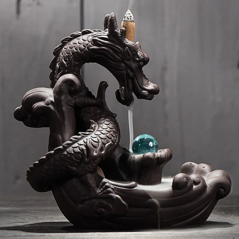 Buddha Stones Decorazione bruciatore di incenso protezione drago tibetano - Image 3