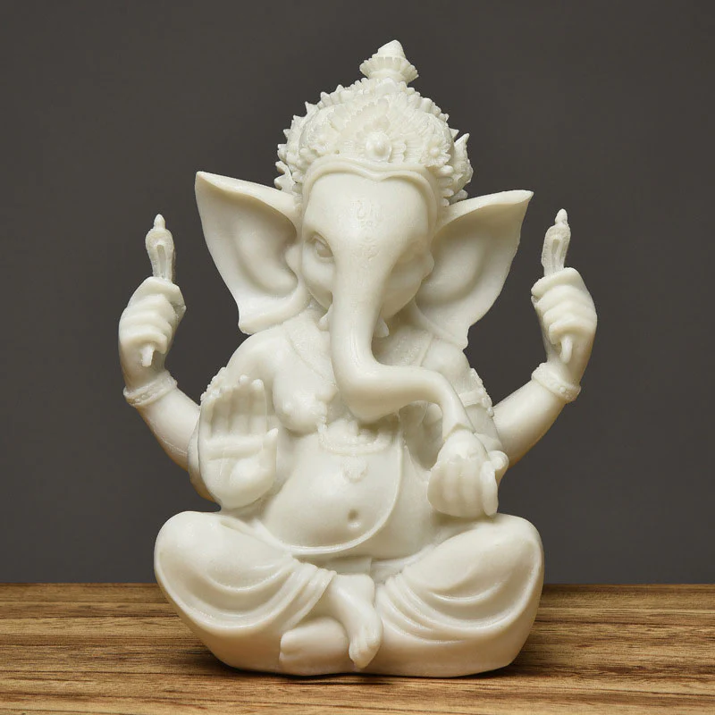 Buddha Stones Ganesh Ganpati Statua Elefante Ricchezza Benedizione Decorazione Casa - Image 9