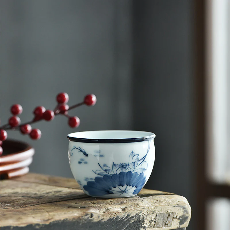Buddha Stones Koi Pesce Fiore di Loto Foglia Montagne Albero Tazza da Tè in Ceramica Tazza da Tè Kung Fu 130ml - Image 3