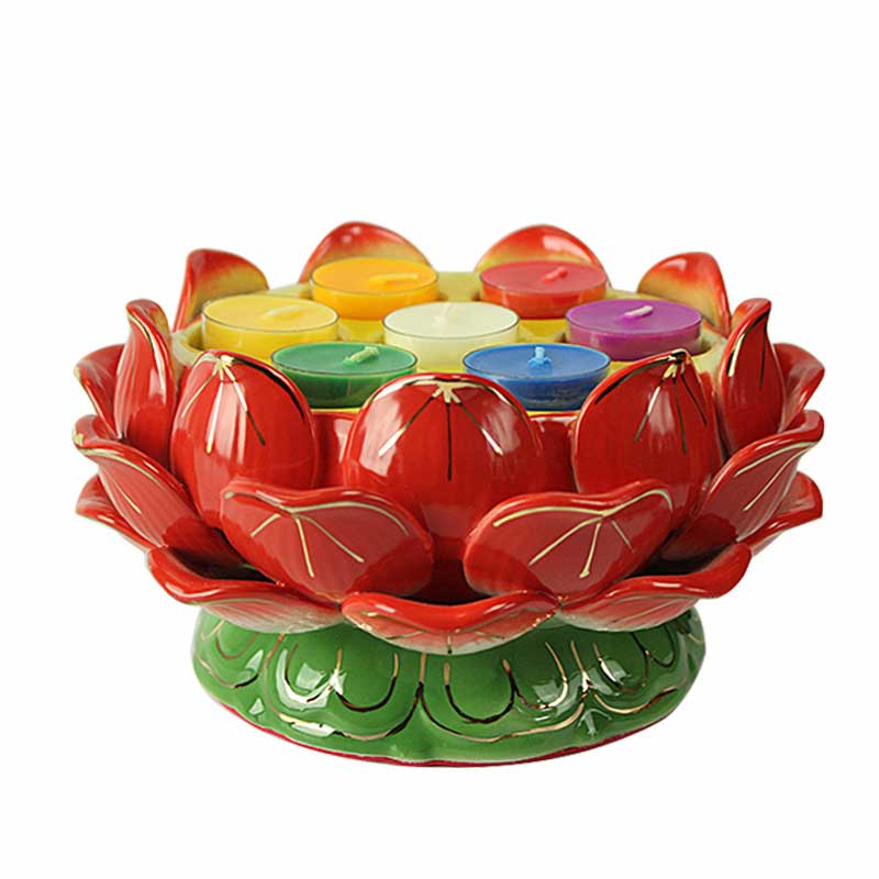 Buddha Stones Meditazione Preghiera Altare Fiore di Loto Portacandele Tempio Buddista Rituali Usa Articoli - Image 9