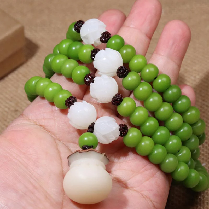 Buddha Stones Natural Bodhi Seed 108 Perline Mala Braccialetto della Saggezza - Image 4