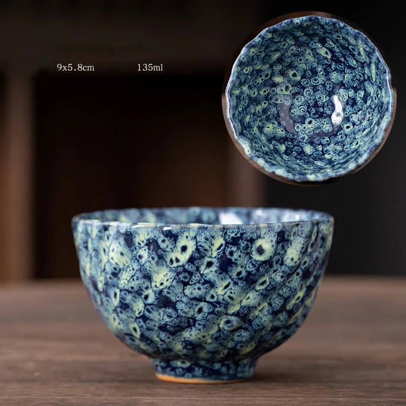 Buddha Stones Peach Blossom Pattern Tazza da tè in ceramica Tazze da tè a forma di fiore - Image 12
