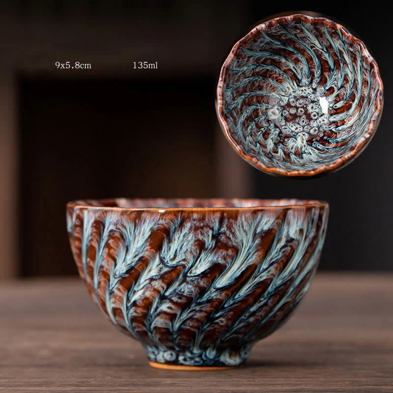 Buddha Stones Peach Blossom Pattern Tazza da tè in ceramica Tazze da tè a forma di fiore - Image 14