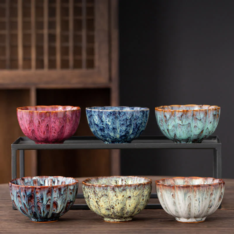 Buddha Stones Peach Blossom Pattern Tazza da tè in ceramica Tazze da tè a forma di fiore - Image 16