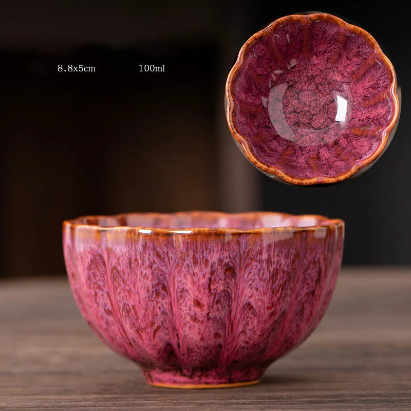 Buddha Stones Peach Blossom Pattern Tazza da tè in ceramica Tazze da tè a forma di fiore - Image 19