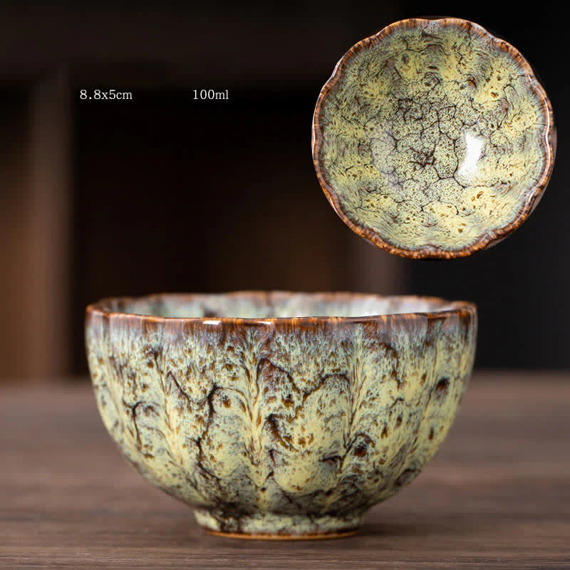 Buddha Stones Peach Blossom Pattern Tazza da tè in ceramica Tazze da tè a forma di fiore - Image 21