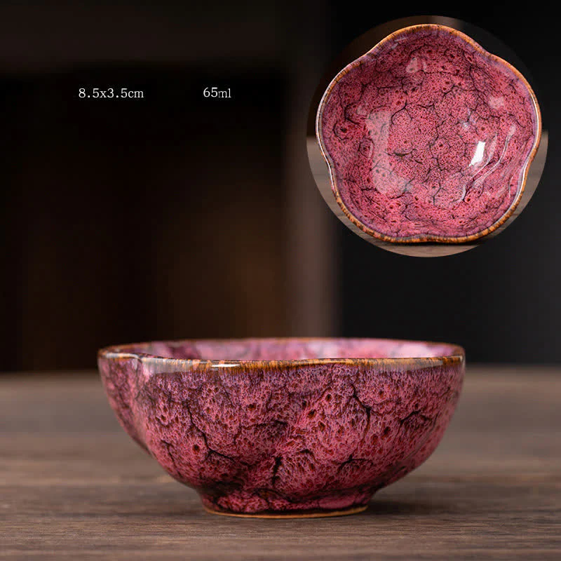 Buddha Stones Peach Blossom Pattern Tazza da tè in ceramica Tazze da tè a forma di fiore - Image 6