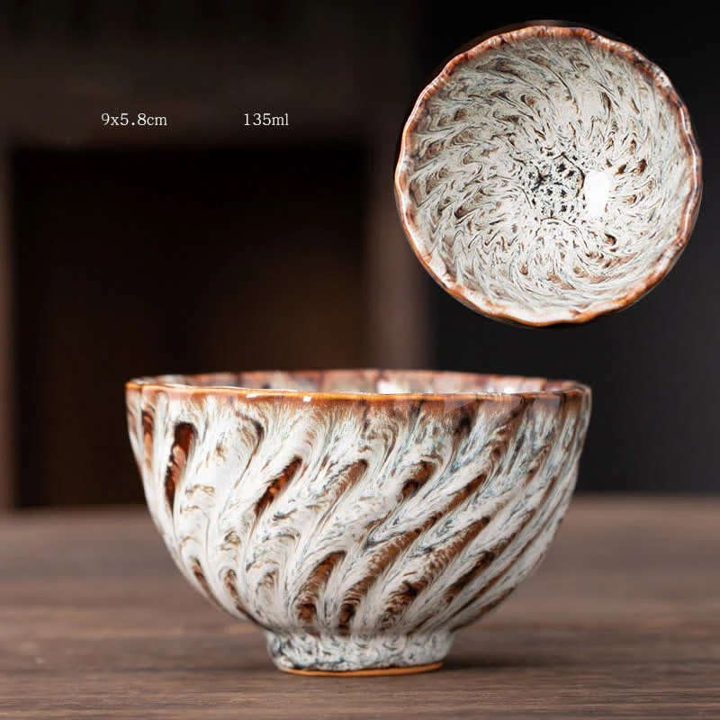 Buddha Stones Peach Blossom Pattern Tazza da tè in ceramica Tazze da tè a forma di fiore - Image 8