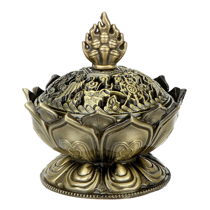 Buddha Stones Tibetano a Forma di Loto Bruciatore di Incenso Purificato - Image 14