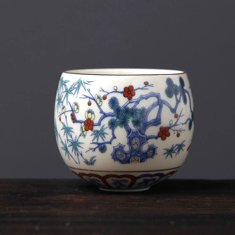Buddha Stones Vintage Prugna Fiore Pino Bambù Fenice Kirin Leone Danzante Tazza da Tè in Ceramica Tazze da Tè - Image 11