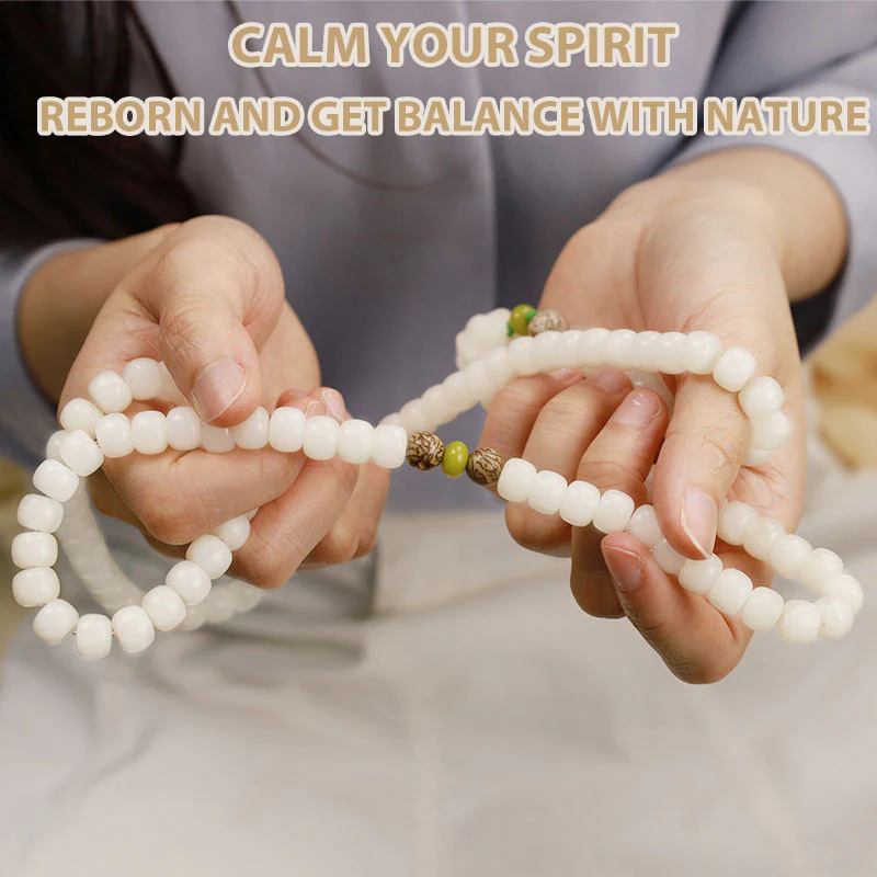 Collana con bracciale in giada bianca Bodhi Lotus Mala Harmony Buddha Stones - Image 15
