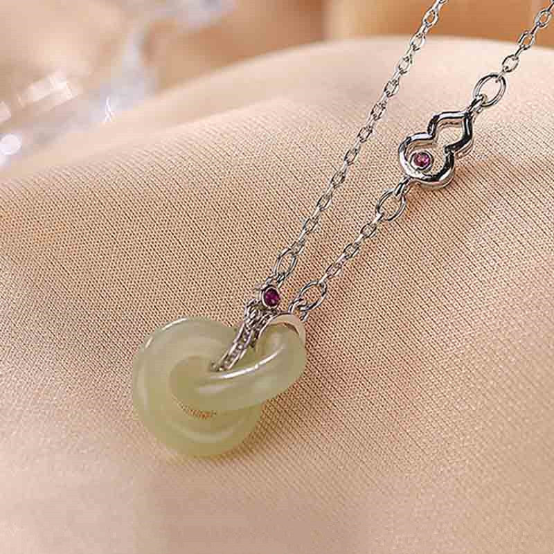Collana con ciondolo a forma di catena con ciondolo rotondo in argento sterling 925 con Buddha Stones e giada fortunata e prospera - Image 11