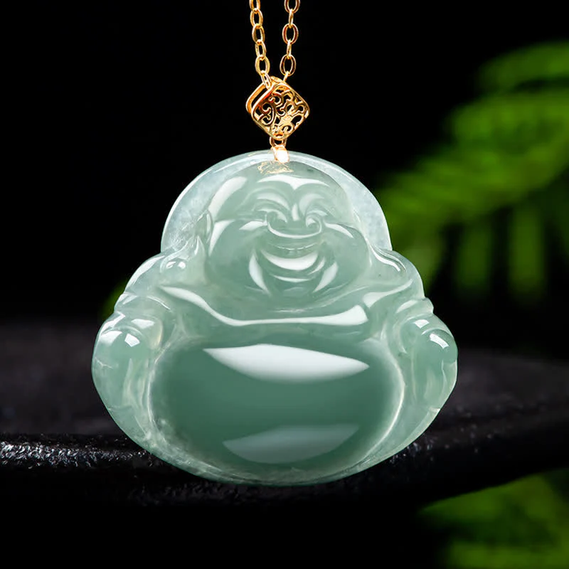 Collana con ciondolo in giada naturale Buddha che ride e abbondanza di prosperità - Image 6