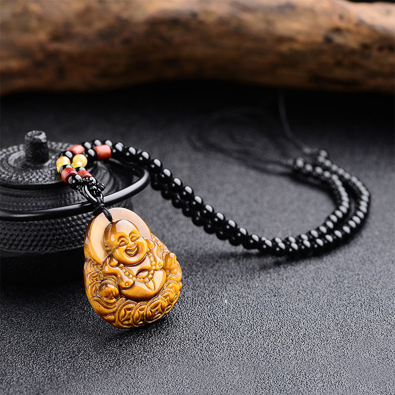 Collana di benedizione del Buddha che ride con occhio di tigre Buddha Stones del Buddha - Image 4