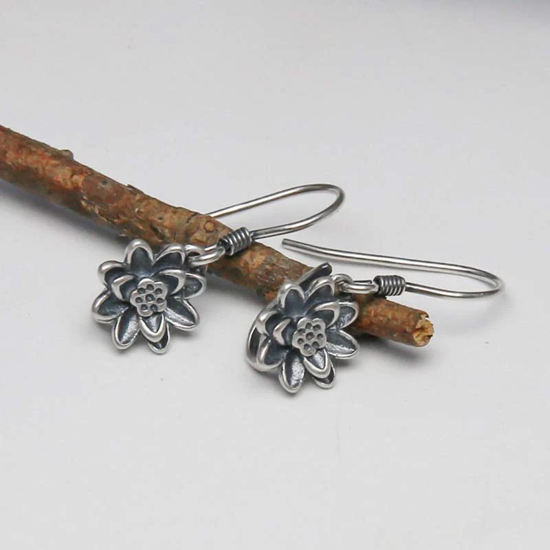 Orecchini Buddha Stones 925 Sterling Silver Lotus Flower Enlightenment - Image 5