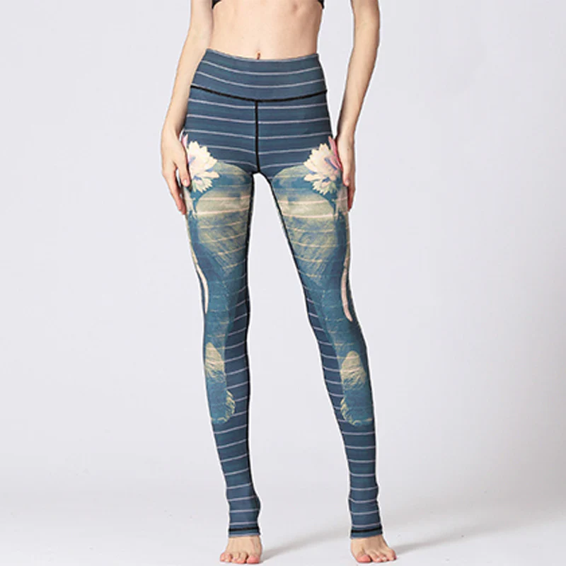 Pantaloni da yoga da donna con stampa floreale e fiori di loto e Buddha Stones - Image 26
