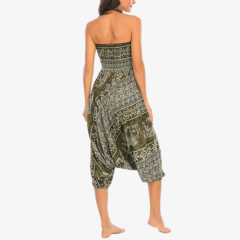 Pantaloni harem larghi e arricciati con motivo a elefante, tuta da yoga da donna, stile Buddha Stones, due stili - Image 20