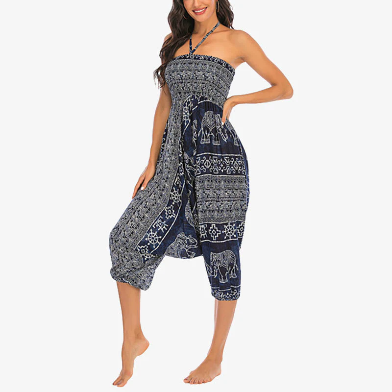 Pantaloni harem larghi e arricciati con motivo a elefante, tuta da yoga da donna, stile Buddha Stones, due stili - Image 40