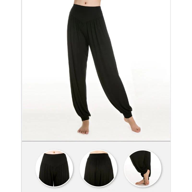 Pantaloni lunghi harem da yoga e danza in tinta unita Buddha Stones - Image 25