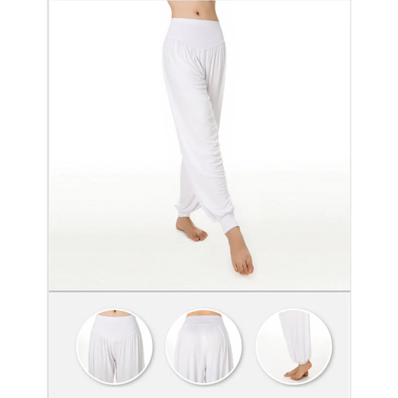 Pantaloni lunghi harem da yoga e danza in tinta unita Buddha Stones - Image 47