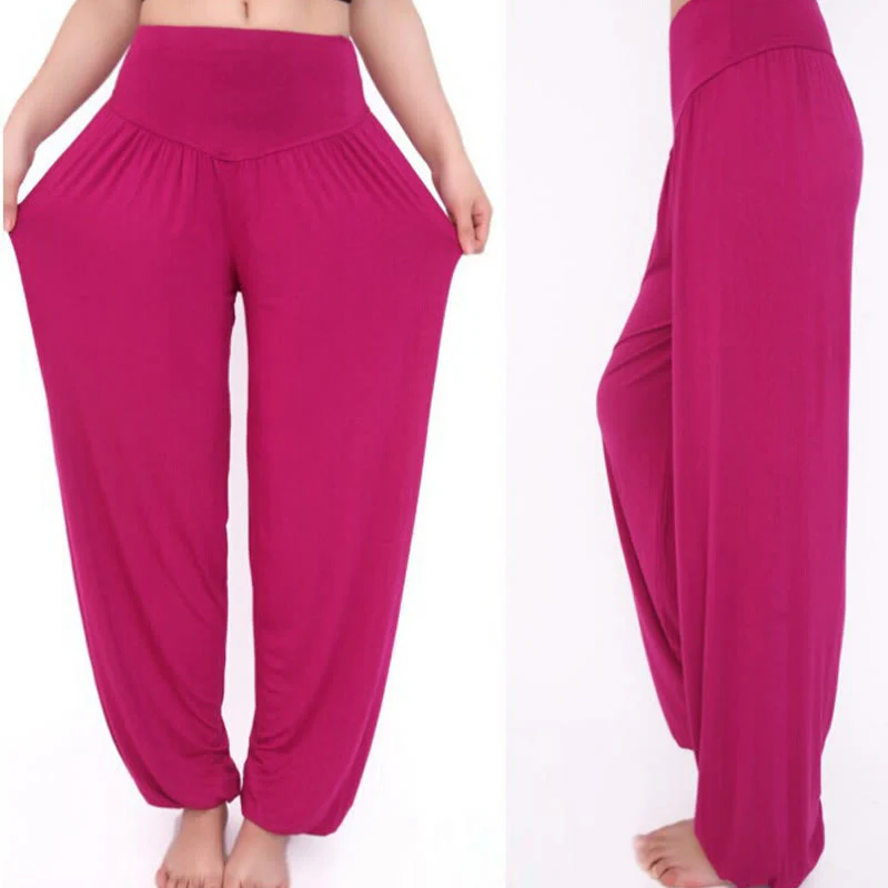 Pantaloni lunghi harem da yoga e danza in tinta unita Buddha Stones - Image 54