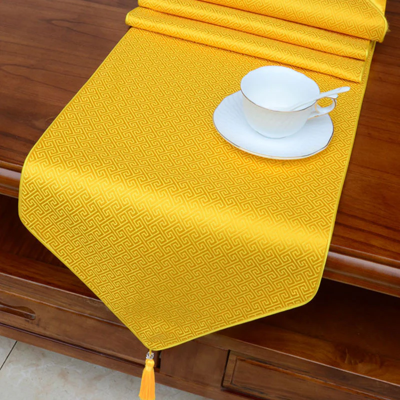Preghiera Altare Fiore Vajra Drago Modello Tibetano Simboli di Buon Auspicio Nappe Jacquard Runner da Tavolo - Image 16